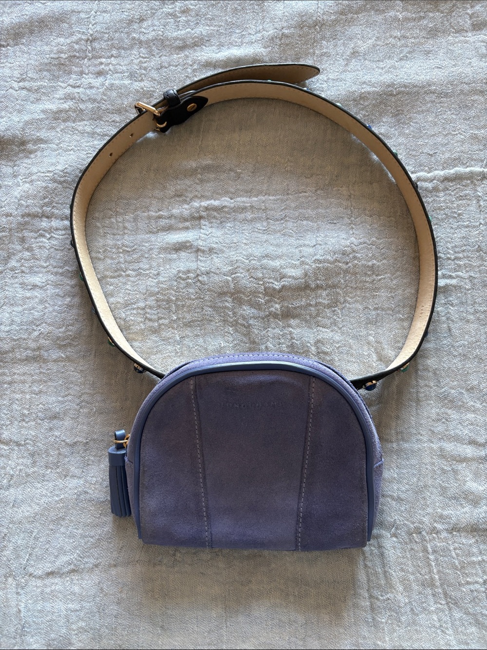 Longchamp Periwinkle Blue Suede Belt Bag